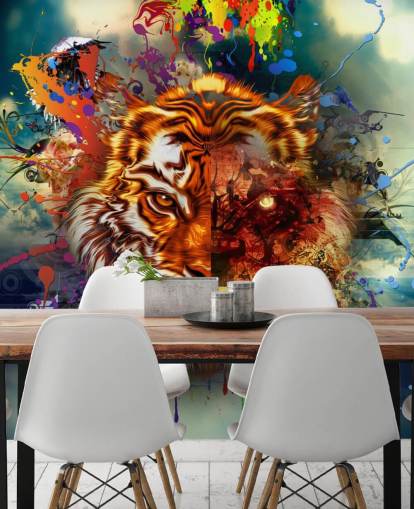 bunte Graffiti-Tiger Tapete