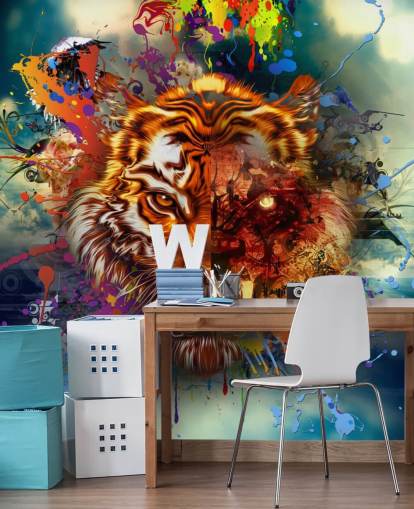 fargerik graffiti tiger tapet fargerik graffiti tiger tapet