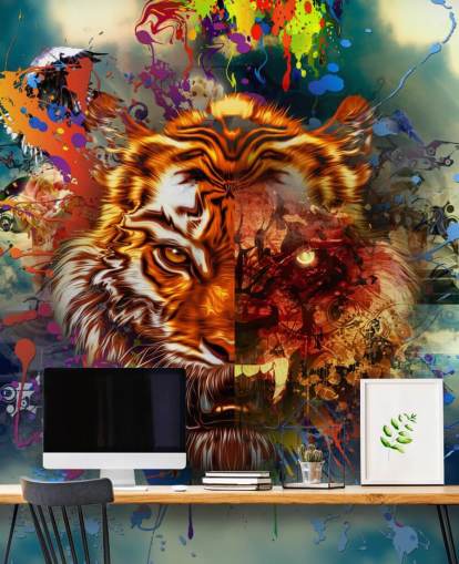 farverige graffiti tiger tapet