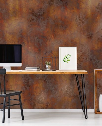 papel pintado de metal oxidado naranja quemado