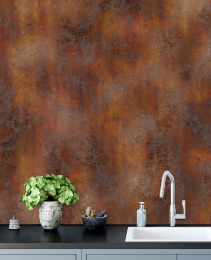 brændt orange rust metal tapet