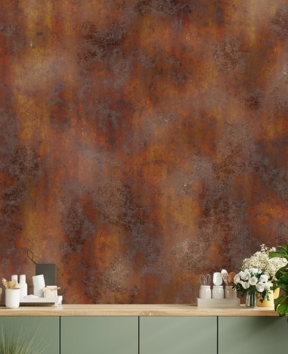 papel pintado de metal oxidado naranja quemado