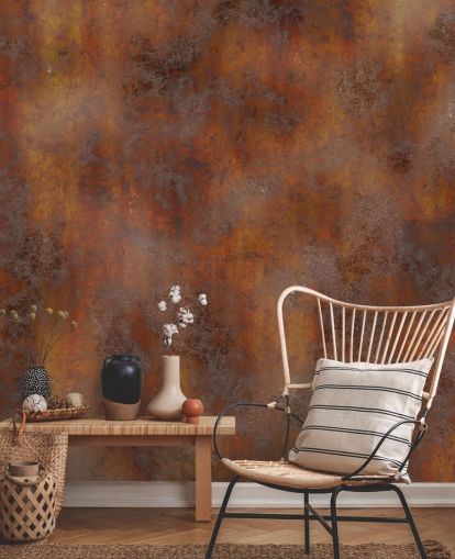 papel de parede metal ferrugem laranja queimado