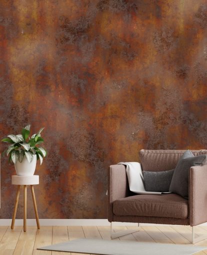 papel pintado de metal oxidado naranja quemado