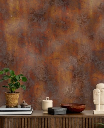 papel pintado de metal oxidado naranja quemado