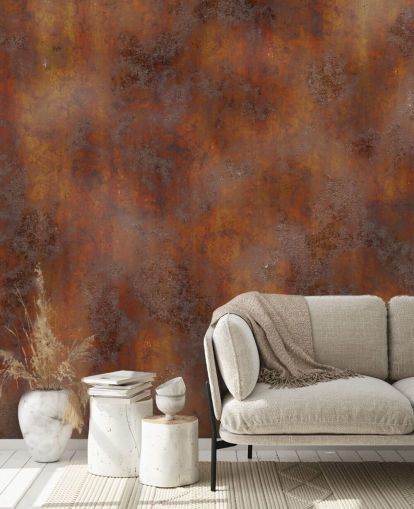 verbrande oranje roest metalen behang
