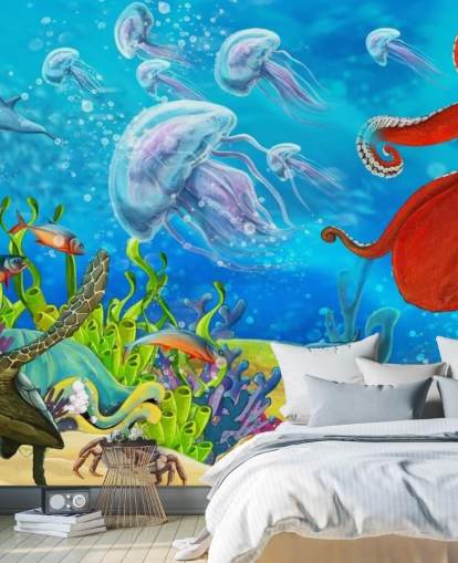 octopus and fish wallpaper