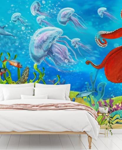 octopus and fish wallpaper