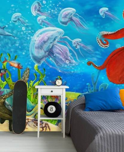 octopus and fish wallpaper