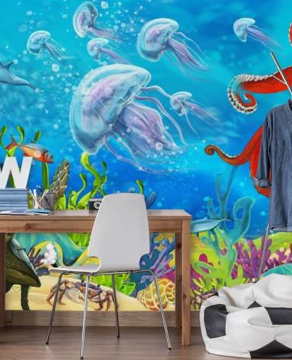 octopus and fish wallpaper