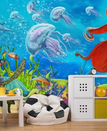 octopus and fish wallpaper