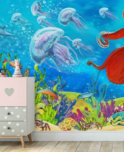 octopus and fish wallpaper