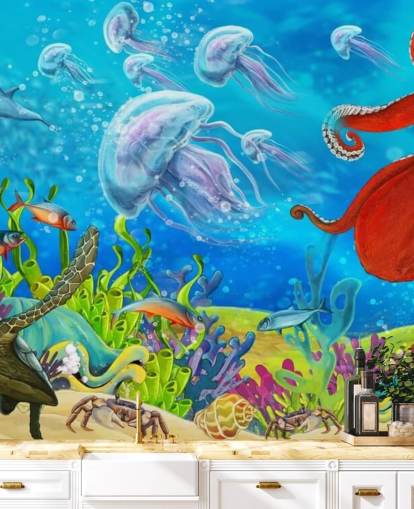 octopus and fish wallpaper