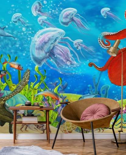 carta da parati polpo e pesce carta da parati polpo e pesce
