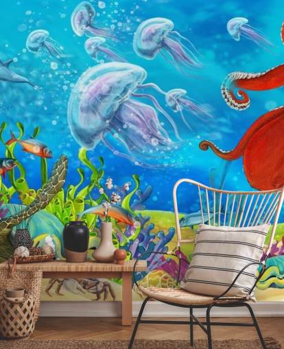 octopus and fish wallpaper