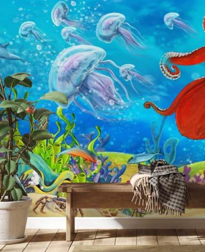 papel pintado pulpo y pescado papel pintado pulpo y pescado