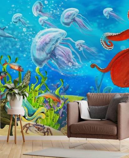 octopus and fish wallpaper