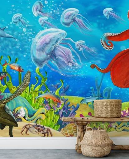 octopus and fish wallpaper