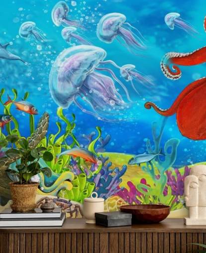 octopus and fish wallpaper
