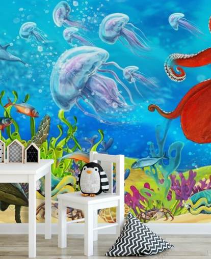octopus and fish wallpaper