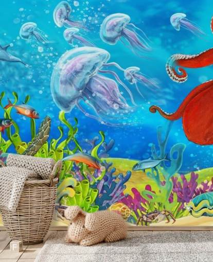 blæksprutte og fisk tapet