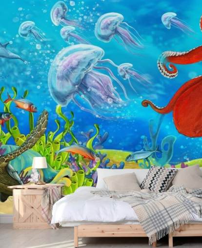 carta da parati polpo e pesce carta da parati polpo e pesce