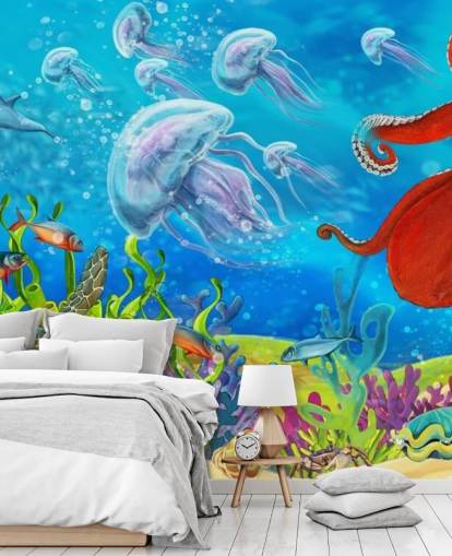 octopus and fish wallpaper