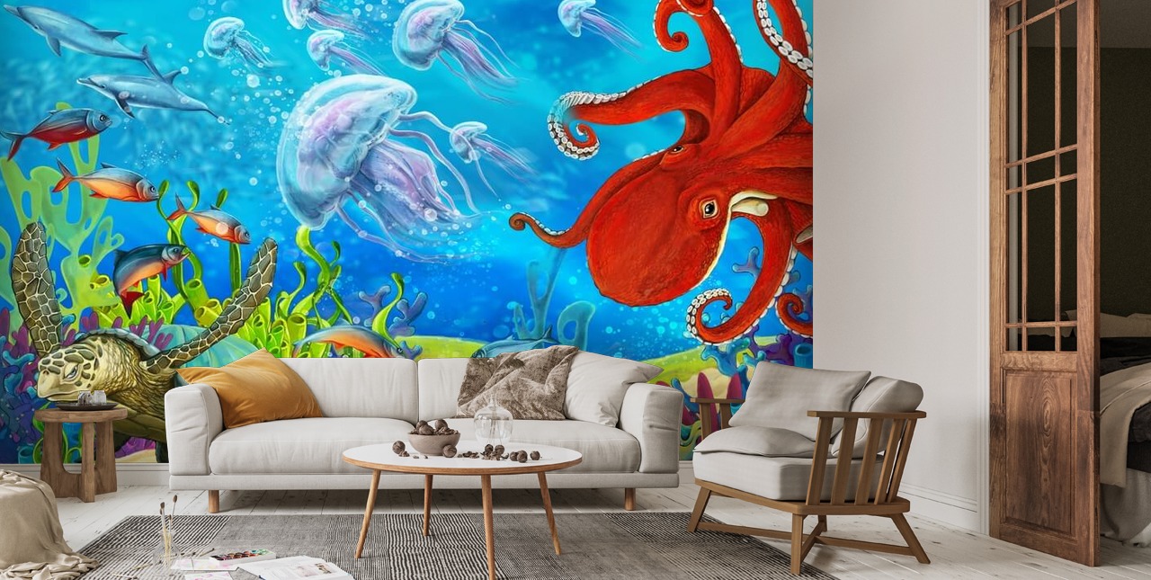 Décoration murale colorée des récifs de corail | Wallsauce FR