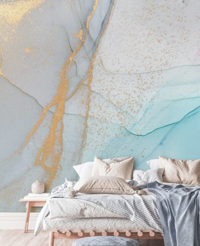 papel pintado de mármol azul claro y dorado papel pintado de mármol azul claro y dorado