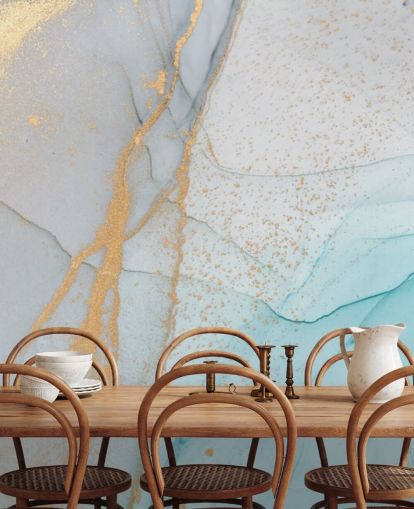 light blue and gold marble wallpaper