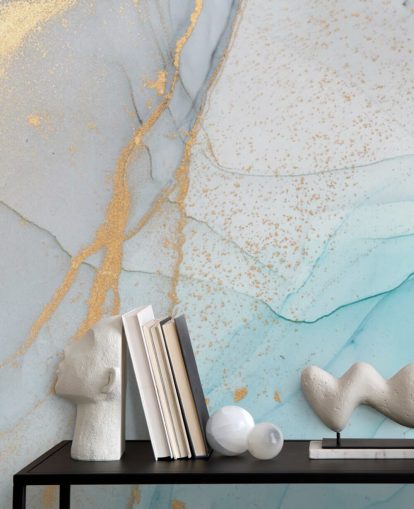 papel de parede de mármore azul claro e dourado papel de parede de mármore azul claro e dourado
