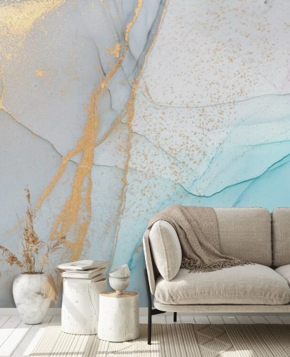 carta da parati in marmo azzurro e oro