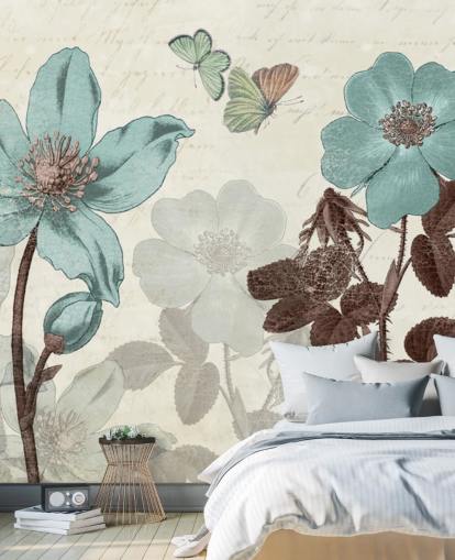 vintage blue floral wallpaper vintage blue floral wallpaper