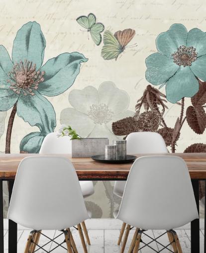 papel de parede floral azul vintage papel de parede floral azul vintage