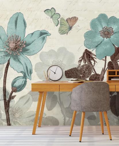 vintage blue floral wallpaper vintage blue floral wallpaper