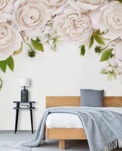 papier peint suspendu roses blanches