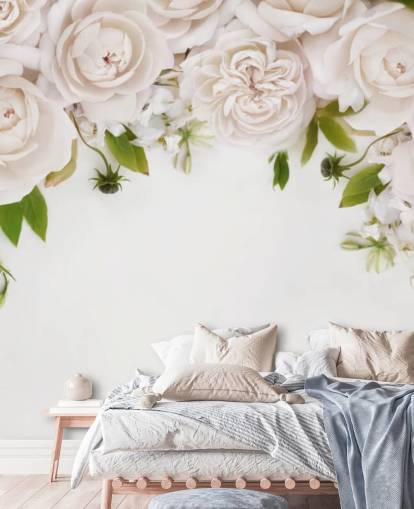 white roses hanging wallpaper
