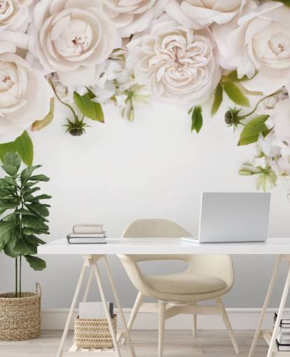 papier peint suspendu roses blanches