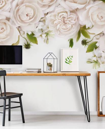 white roses hanging wallpaper