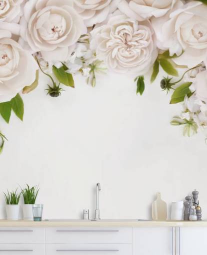 witte rozen hangend behang