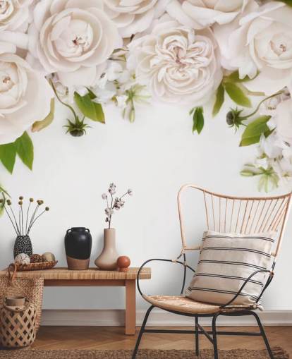 witte rozen hangend behang