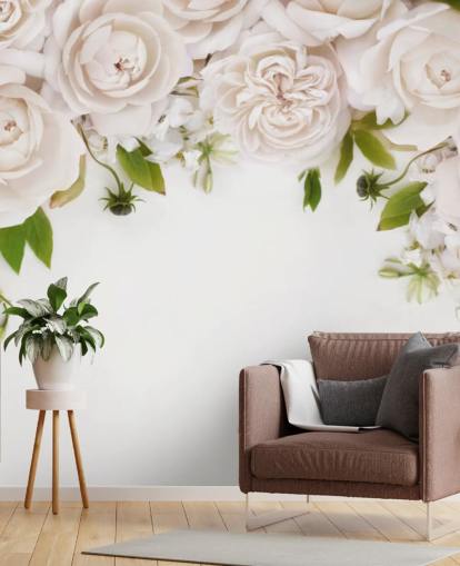 papel tapiz colgante de rosas blancas