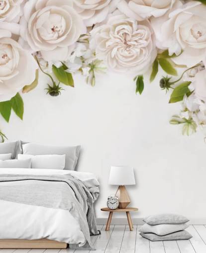 papel tapiz colgante de rosas blancas