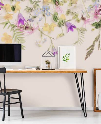 purple and yellow floral wallpaper