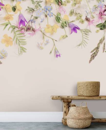 papier peint à fleurs violet et jaune