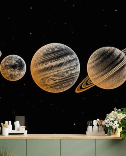 gold toned planets on black background wallpaper gold toned planets on black background wallpaper