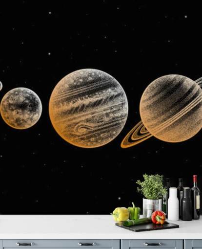 kulta äänisen planeetat mustalla taustalla tapetti