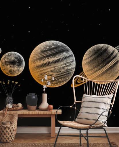 gold toned planets on black background wallpaper gold toned planets on black background wallpaper