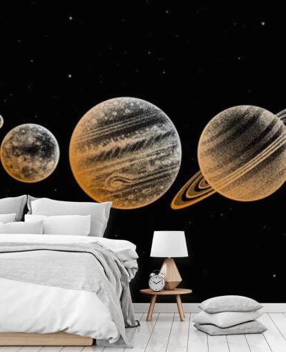 gold toned planets on black background wallpaper gold toned planets on black background wallpaper