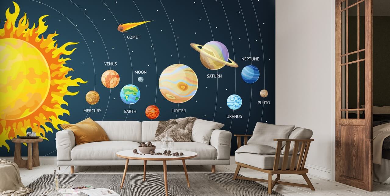 Cartoon Solar System Wall Mural Wallsauce US